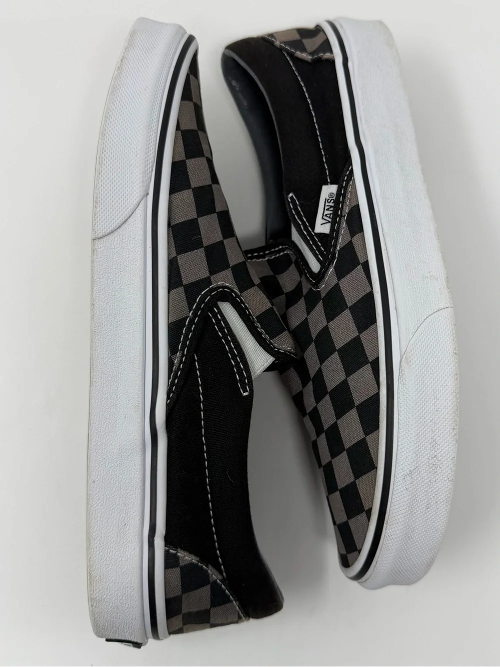 Men’s Vans Slip-On Checkerboard Sneakers - Black & Gray Sz. 6.5